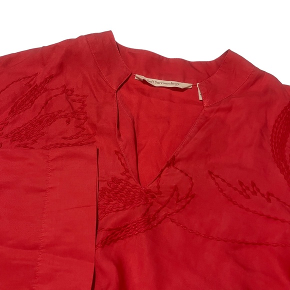 Soft Surroundings M Tunic Embroidered Design Tangerine 100% Lyocell - Picture 1 of 7
